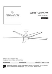 Fanimation SUBTLE FPD6236B Serie Manual