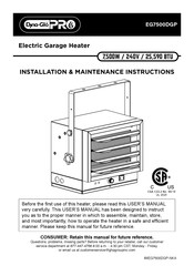 Dyna-Glo Pro EG7500DGP Instrucciones De Instalación Y Mantenimiento