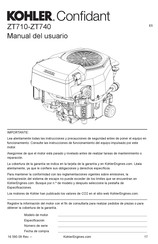 Kohler Confidant ZT710 Manual Del Usuario