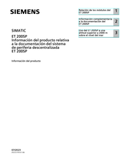 Siemens SIMATIC ET 200SP Información Del Producto