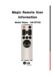 LG Magic Remote AN-SP700 Información De Usuario