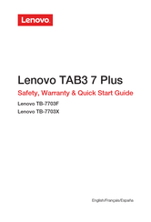 Lenovo TB-7703F Seguridad, Garantía Y Guía De Inicio Rápido