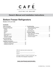 Cafe CQE Serie Manual Del Propietario E Instrucciones De Instalación