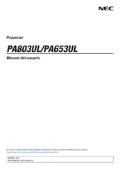 NEC NP-PA803UL Manual Del Usuario