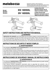 Metabo HPT DS 18DSDL Manual De Instrucciones