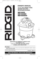 RIDGID WD1665EX0 Manual Del Usuario