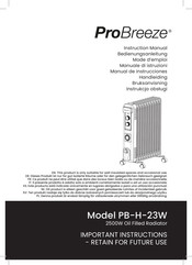 ProBreeze PB-H-23W Manual De Instrucciones