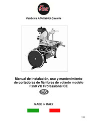 Fac F250 VO Professional CE Manual De Instalación, Uso Y Mantenimiento