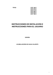 A.O. Smith COF 199 E Instrucciones De Instalación E Instrucciones Para El Usuario