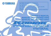 Yamaha KODIAK YFM70KPAL 2019 Manual Del Propietário