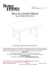 Better Homes and Gardens Mercer BH15-084-299-03 Manual De Instrucciones