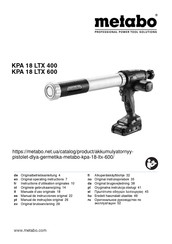 Metabo KPA 18 LTX 400 Manual De Instrucciones Original