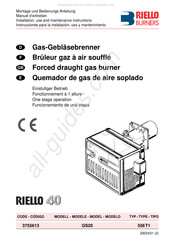 Riello Burners 40 GS20 Instrucciones Para La Instalación, Uso Y Mantenimiento