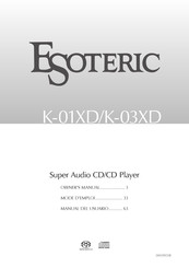 Esoteric K-01XD Manual Del Usuario