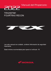 Honda FOURTRAX RECON TRX250TM1 2022 Manual Del Usuario