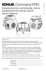Kohler Command PRO CH26 Manual Del Usuario