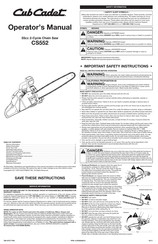 Cub Cadet CS552 Manual Del Operador