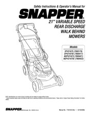 Snapper SPV21675 Manual Del Usuario E Instrucciones De Seguridad