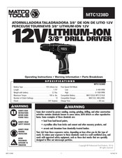 Matco Tools MTC1238D Manual Del Usuario