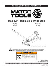 Matco Tools MagicLift MFJ3T Manual De Piezas E Instrucciones De Funcionamiento