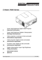 Digital Projection E-Vision 7500 WUXGA Información Importante