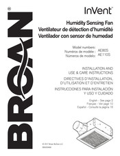 Broan-NuTone InVent AE80S Instrucciones Para Instalación Y Uso Y Cuidado