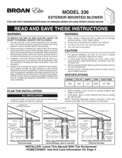 Broan Elite 336 Manual Del Usuario