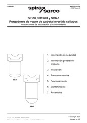 Spirax Sarco SIB30H Instrucciones De Instalación Y Mantenimiento