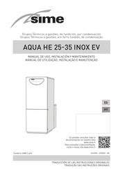 Sime AQUA HE 25-35 INOX EV Manual De Uso, Instalación Y Mantenimiento