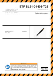 Atlas Copco ETF SL21-01-I06-T25 Información Sobre Seguridad, Garantía, Y Regulaciones