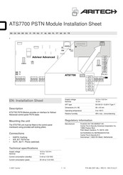 Aritech ATS7700 Hoja De Instalación