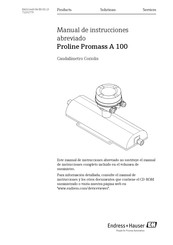 Endress+Hauser Proline Promass A 100 Manual De Instrucciones Abreviado