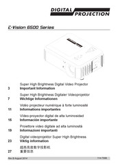 Digital Projection E-Vision 6500 Serie Información Importante