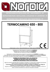 Nordica TERMOCAMINO 800 Instrucciones De Instalación, Uso Y Mantenimiento