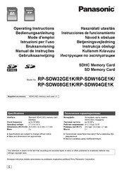 Panasonic RP-SDW32GE1K Instrucciones De Funcionamiento