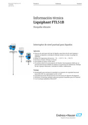 Endress+Hauser Liquiphant densidad FTL51B Información Técnica