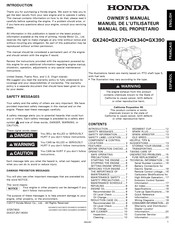 Honda GX240RT2 Manual Del Propietário