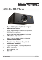 Digital Projection HIGHlite Cine 330 3D Serie Información Importante