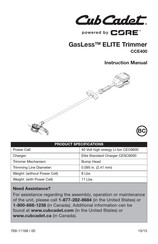 Cub Cadet GasLess ELITE CCE400 Manual De Instrucciones