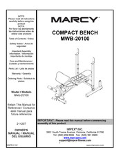 Impex Fitness MARCY MWB-20100 Manual Del Usuario