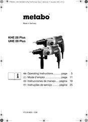 Metabo KHE 28 Plus Instrucciones De Manejo