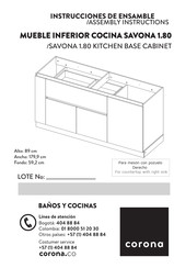 CORONA SAVONA CM0006781 Instrucciones De Ensamble