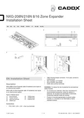 CADDX NXG-208N Hoja De Instalación