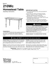 Whittier Wood Furniture Homestead 210Wc Instrucciones De Ensamblado