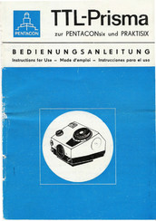 Pentacon TTL-Prisma Instrucciones Para El Uso