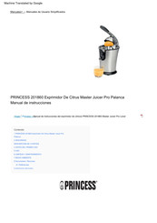 Princess 201860 Manual De Instrucciones