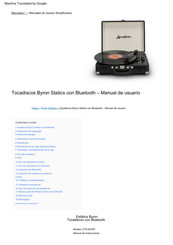ByronStatics KTS-601BT Manual De Usuario