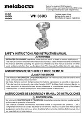 Metabo HPT WH 36DB Instrucciones De Seguridad Y Manual De Instrucciones