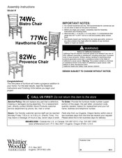 Whittier Wood Furniture Provence 82Wc Instrucciones De Ensamble