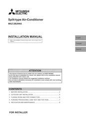 Mitsubishi Electric MXZ-2B20NA Manual De Instalación